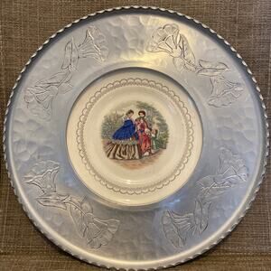 1930s Victorian ladies child floral embossed Farberware NY Aluminum & Ceramic